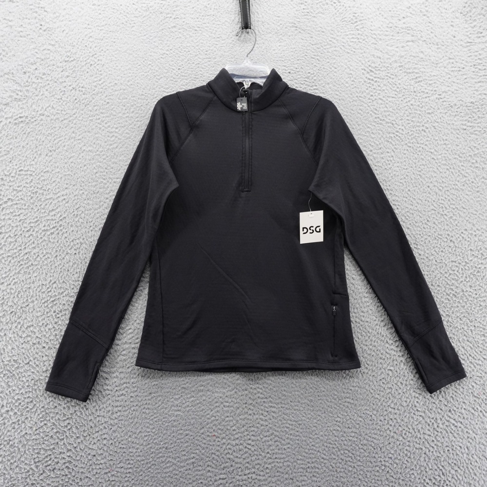 DSG Womens Run Grid Pullover Pure Black‎ Sweatshirt Medium 1/4 Zip NEW
